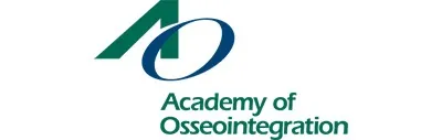 Academy of Osseointegration logo with teal geometric shape and text