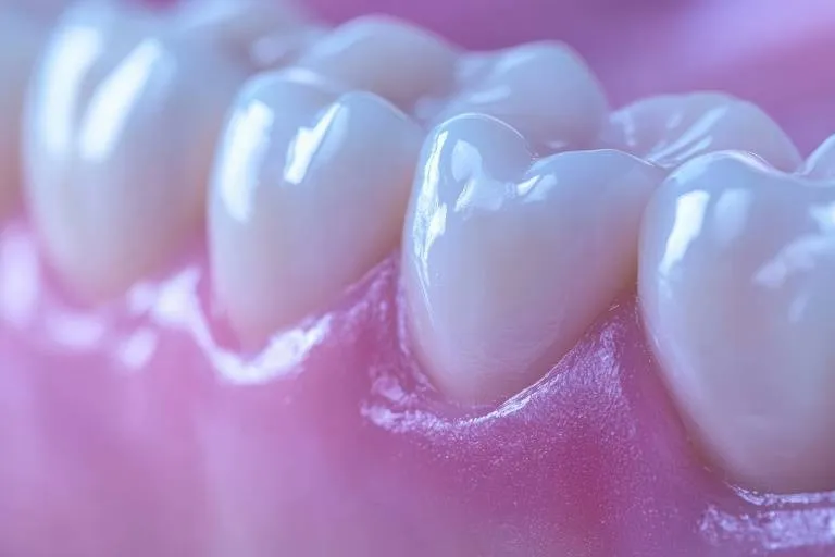 Gum recession reveals sensitive tooth root in close up dental visualization. Generative AI
